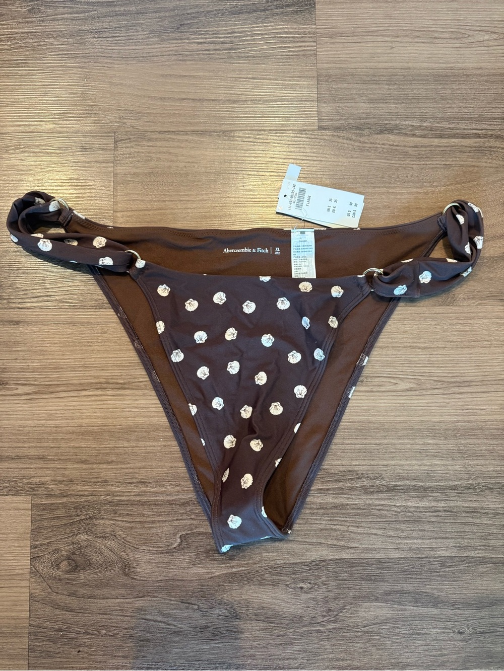 Abercrombie & Fitch Brown Bikini Bottom with Cream Seashells